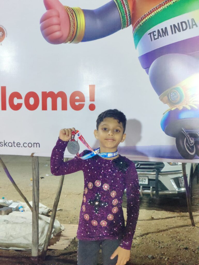 Avyansh Gudala of Grade 3 at 62nd National Roller Skating competition 2024